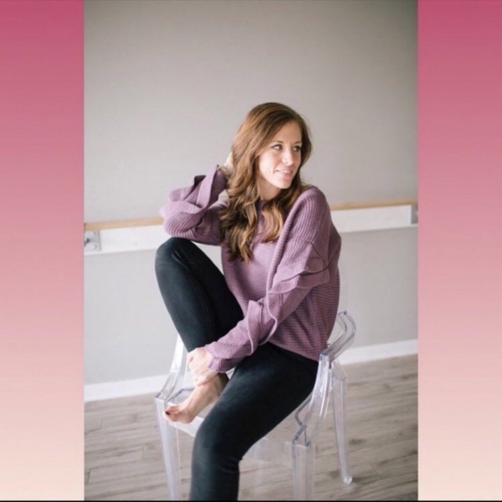 Oversized Heavy Knit Ruffle Sleeve Sweater